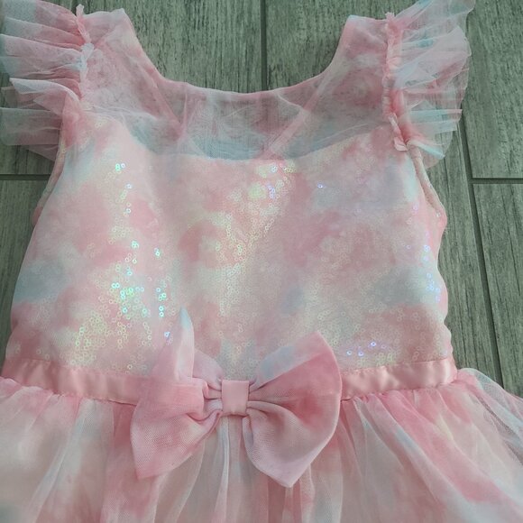 Jona Michelle Girls Pink Sequin Tulle Ruffle Formal Party Dress size 8 - Picture 5 of 11
